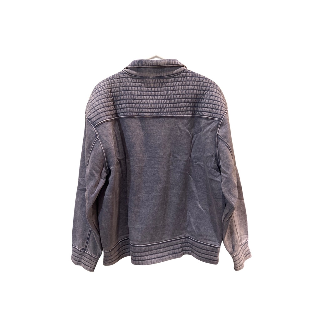 Zenana Purple/Gray Acid Wash Quarter Snap Sweatshirt Large - Picture 3 of 8